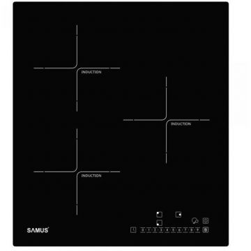 Samus Plita incorporabila cu inductie Samus PSI-43SG1, 3 zone da gatit, Touch Control, 5800 W, 45cm, Negru