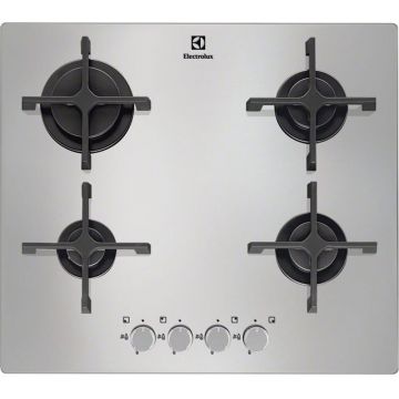 Plita incorporabila Electrolux EGT6342NOX, Gaz pe sticla, 4 Arzatoare, Aprindere electrica, Inox