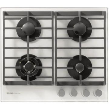 Plita incorporabila Gorenje GT6SY2W, 4 arzatoare, gaz, aprindere electrica, wok, alb