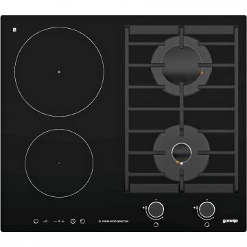 Plita incorporabila Gorenje ITG623USC, 2 Zone inductie / 2 Zone gaz, Tocuh control, 60 cm, Negru