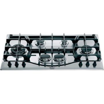 Plita incorporabila Hotpoint PH960MST GH/HA, gaz, 6 arzatoare, aprindere electrica, 90 cm, inox