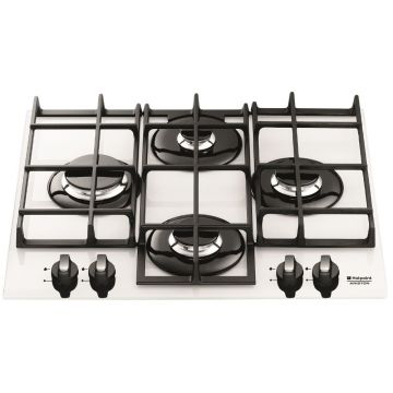 Plita incorporabila Hotpoint TQ 640 (WH) K, 4 arzatoare gaz, Aprindere electrica, Sticla alba