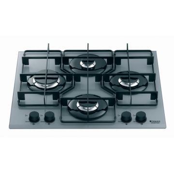 Plita incorporabila Hotpoint TQ640KX, gaz, 4 arzatoare, aprindere electrica, Sticla ice