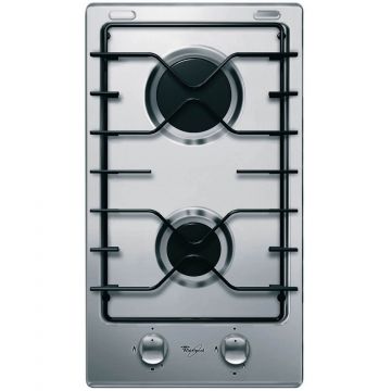 Plita incorporabila Whirlpool AKT 301 IX, Gaz, 2 arzatoare, Aprindere electrica, Inox