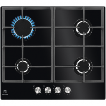 Electrolux Electrolux KGG64262K Plita incorporabila pe gaz, 60 cm, 4 zone de gatit, Sticla securizata, Negru