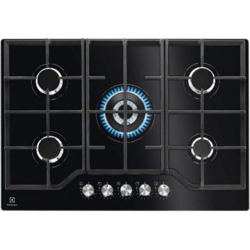 Electrolux Plita incorporabila Electrolux KGG75362K, gaz, 75 cm, arzator WOK, sticla ceramica, 2000 W, Negru