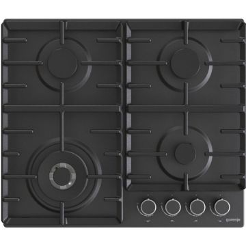 Gorenje Gorenje GW642AB Plita incorporabila pe gaz, 60cm, 4 zone de gatit, 8150W, control mecanic, Negru