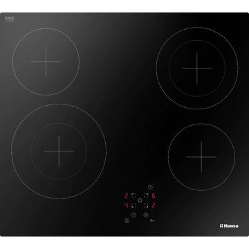 hansa Plita incorporabila Hansa BHC96508, Vitroceramica, 4 zone de gatit, Touch Control, Timer, 60 cm, Negru