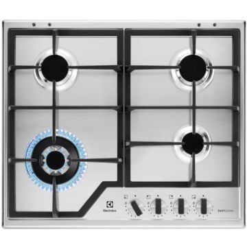 Plita incorporabila Electrolux KGS64362XX, 4 arzatoare, Wok, Gaz, 60 cm, Inox