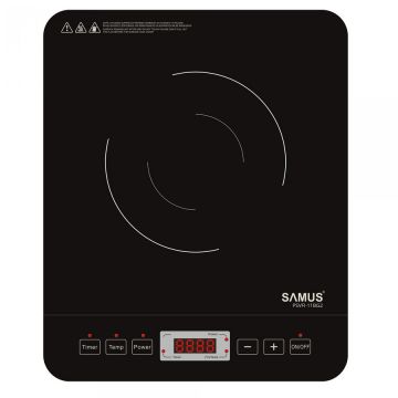 Samus Plita electrica vitroceramica cu inductie Samus PSVFI-11BG2, 2000 W, Touch Control, Reglaj temperatura si putere in 8 trepte, Temporizator, Afisaj electronic, Negru