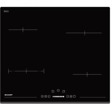 Sharp Plita incorporabila Sharp KH6V08BS00EU, Vitroceramica, 5900 W, 4 zone de gatit, 60 cm, Touch control, functie Timer