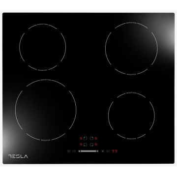 TESLA Plita incorporabila Tesla HI6400TB, 4 zone de gatit, temporizator, senzor pan, blocare pentru copii, Negru