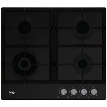 Beko Plita incorporabila Beko HIAW64225SB, Gaz, 4 arzatoare, Gratar de fonta, Negru