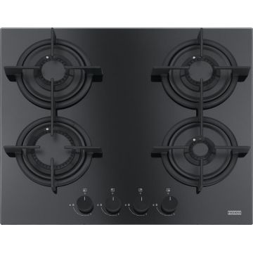 Plita gaz incorporabila Franke Crystal Black FHCR 604 4G HE BK C cu 4 arzatoare 590x510mm gratare fonta