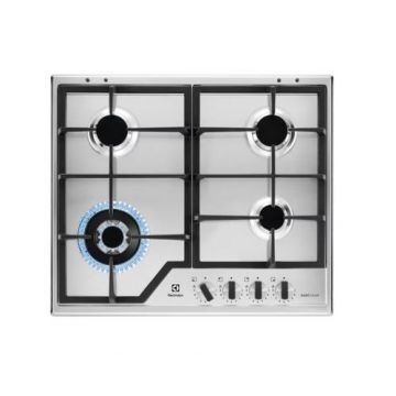 Plita incorporabila Electrolux KGS64362XX, Gaz, 4 arzatoare, Aprindere electrica, Arzator Wok, Gratare fonta, Dispozitiv siguranta, 60 cm (Inox)