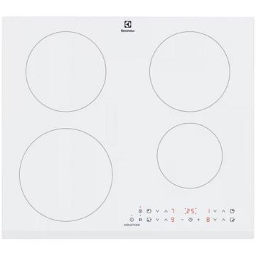 Plita incorporabila Electrolux LIR60430BW, Inductie, 4 zone de gatit, Booster, Timer electronic, Indicator caldura reziduala, 60 cm (Alb)